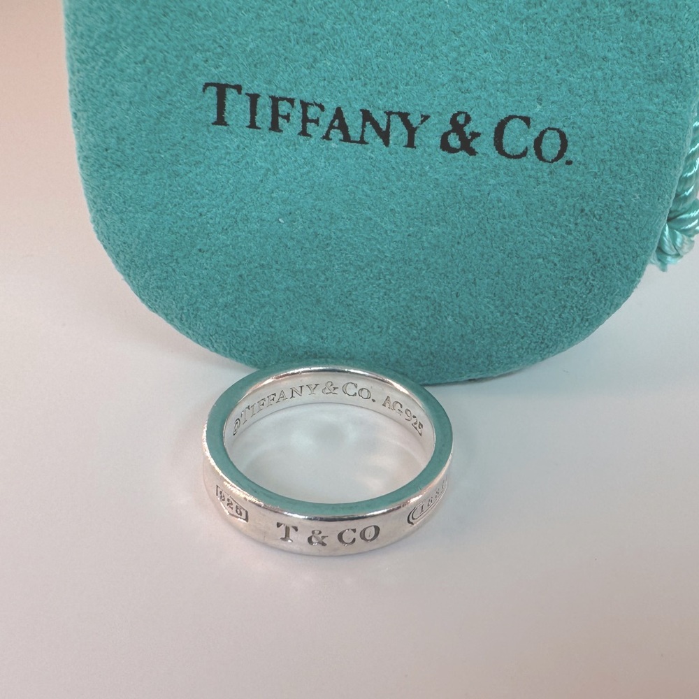Tiffany and Co Thin Concave Band Ring SZ 4 AG 925 Vintage Collectible 1837 AUTH - Picture 3 of 11